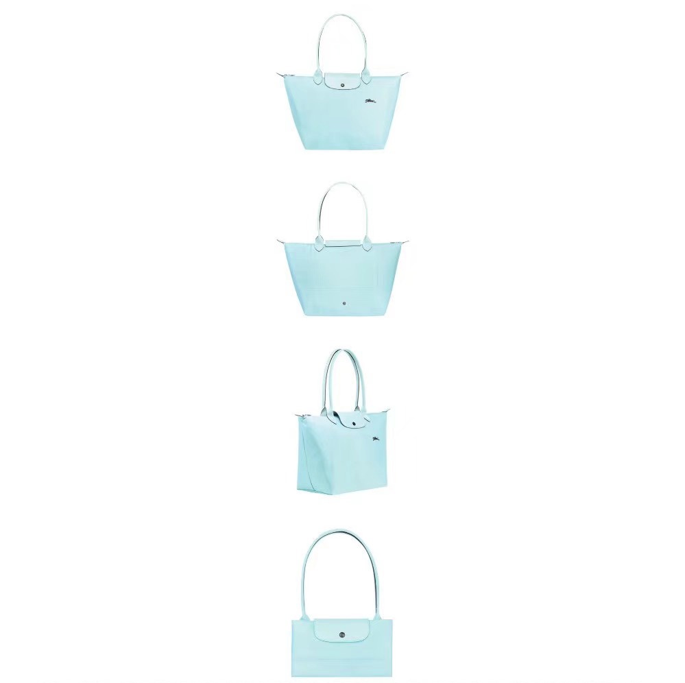 商品Longchamp|【SAvenue】LONGCHAMP 珑骧 Le Pliage Club 70周年款 聚酰胺帆布拼大牛皮长柄购物袋饺子手提单肩包 女款 大号 云雾蓝(提示：保税仓货品一人不可超过5单) 1899619P32（3597921821427）,价格¥617,第1张图片详细描述