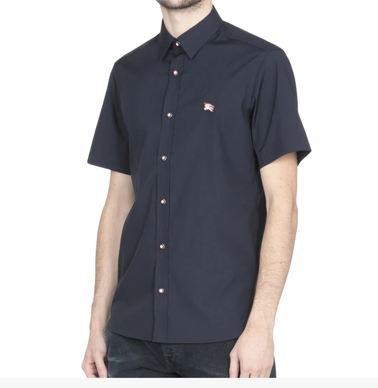 商品Burberry|Burberry 博柏利 男士深蓝色棉质衬衫T恤 8008413,价格¥1406,第5张图片详细描述