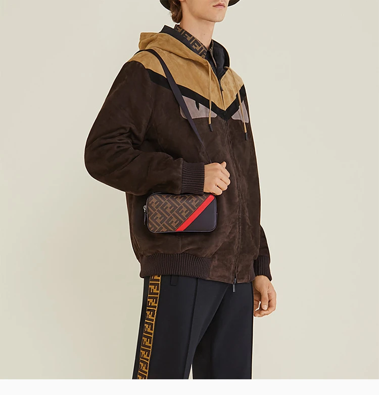 商品[国内直发] Fendi|Fendi 芬迪 男士黑色棕色挎包单肩包 7M0285-A9XS-F19P9,价格¥6115,第9张图片详细描述