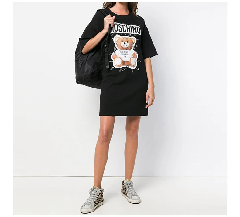 商品[国内直发] Moschino|Moschino 莫斯奇诺 女士黑色棉质T恤式连衣裙 EV0444-5526-1555,价格¥1268,第8张图片详细描述
