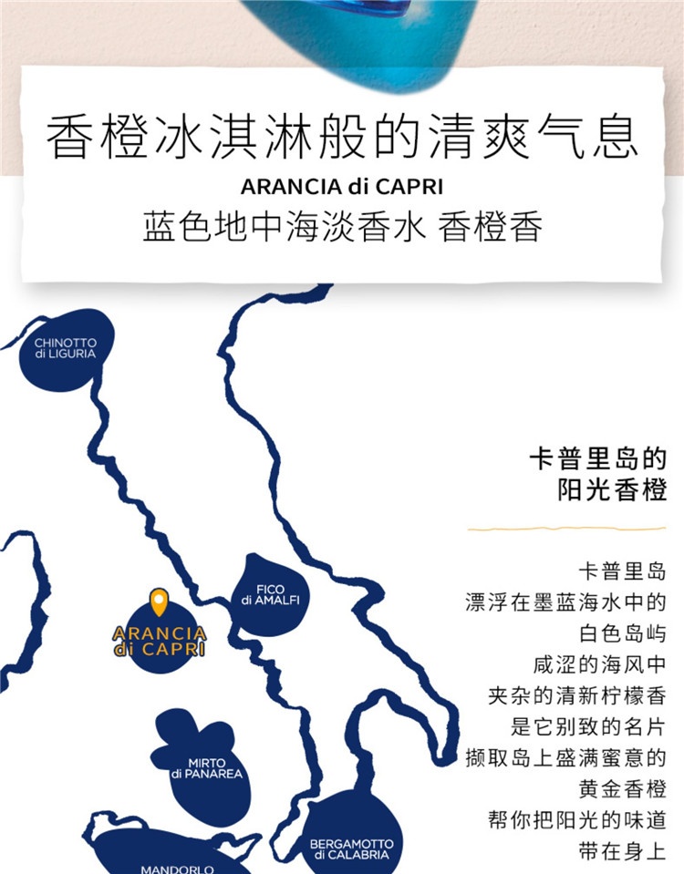 商品Acqua di Parma|帕尔玛之水蓝色地中海卡普里岛香橙女士淡香水75ml+润肤露50ml+沐浴露40ml,价格¥518,第13张图片详细描述