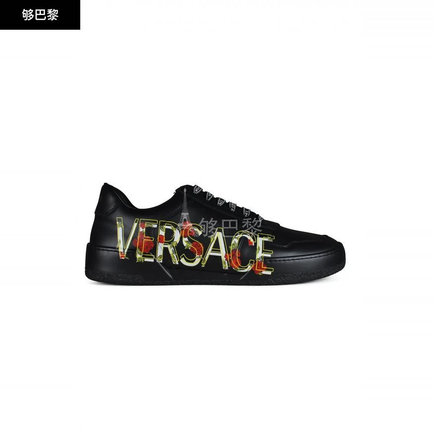 商品Versace|【特惠6.9折】包邮包税【预售7天发货】 VERSACE 男士 休闲运动鞋 Sneakers Black Floral 5624 DSU7843 DV26G D41M ,价格¥3907,第4张图片详细描述