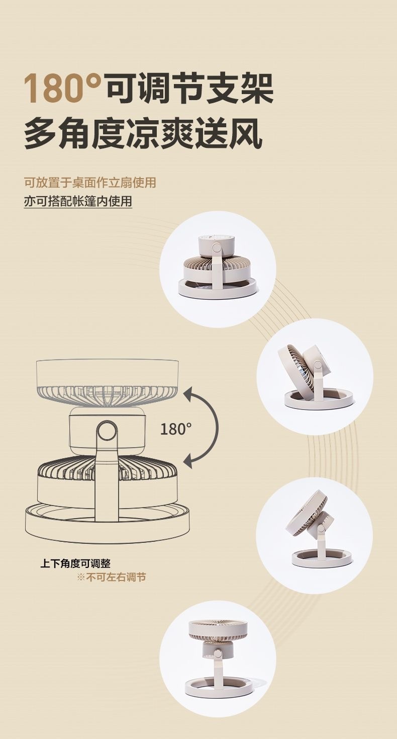 商品[国内直发] MobiGarden|精致露营户外帐篷灯营灯吊扇办公桌面大风力可充电风扇照明,价格¥275,第28张图片详细描述