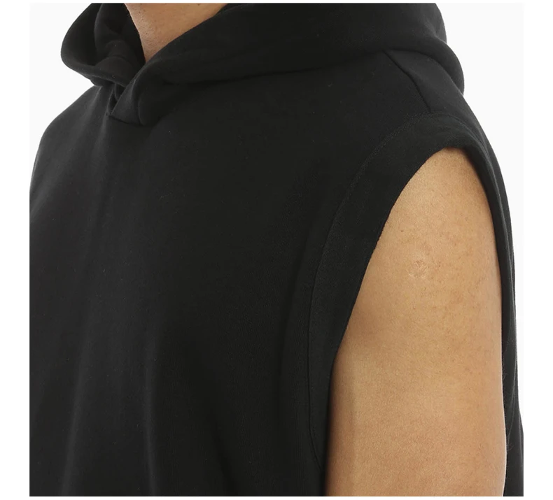 商品Givenchy|GIVENCHY 男士黑色棉质大码侧面拉链细节和不规则下摆无袖连帽卫衣 16S7219653-001,价格¥3287,第7张图片详细描述