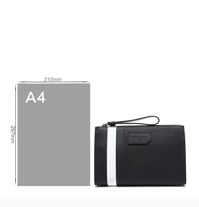 商品Bally|Bally 巴利 男士黑色格纹装饰手拿包 6224070,价格¥2058,第8张图片详细描述
