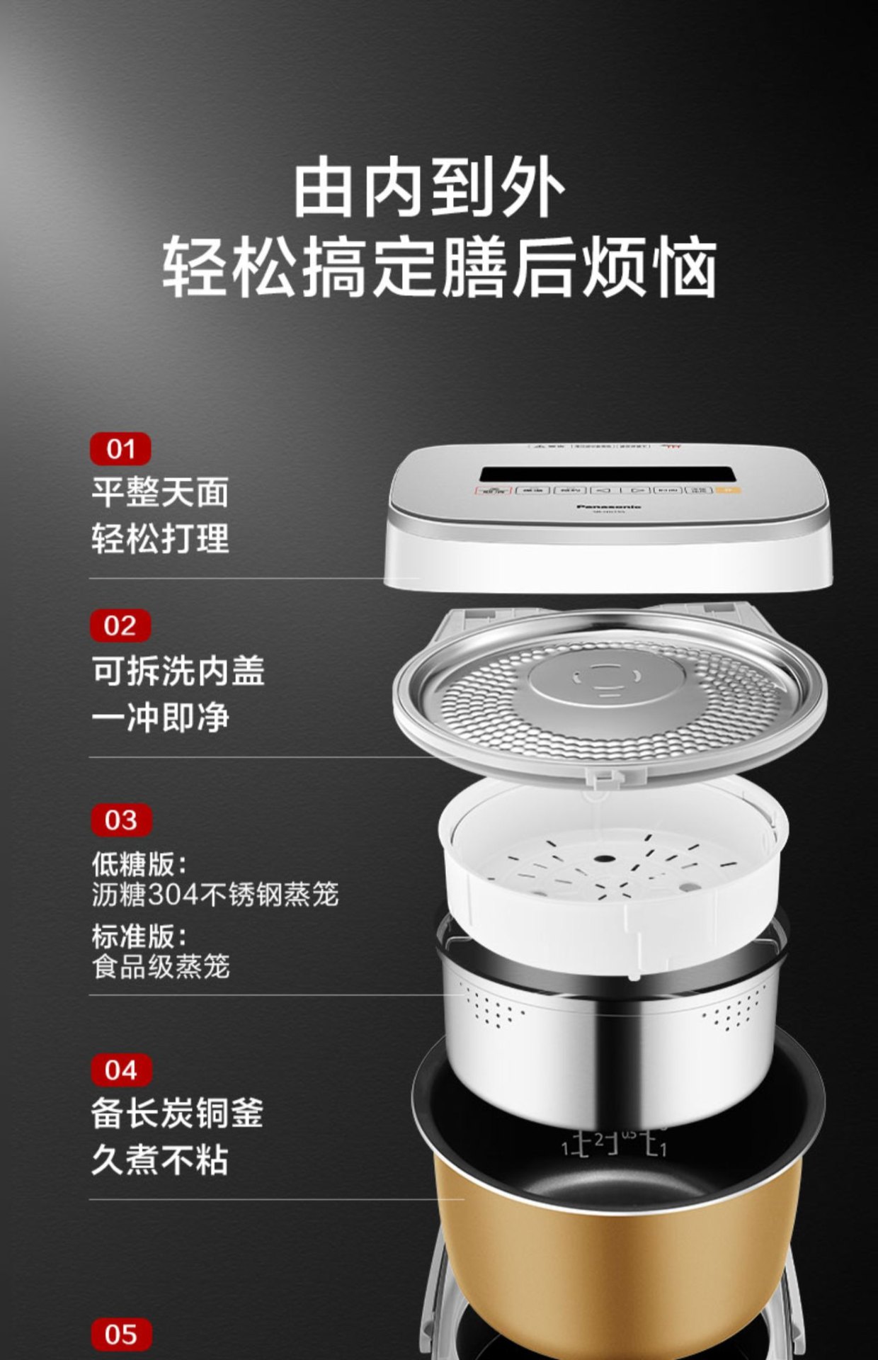 商品[国内直发] Panasonic|Panasonic/松下电饭煲低糖厨房家用IH变频智能大容量酵素饭电饭锅,价格¥2063,第27张图片详细描述