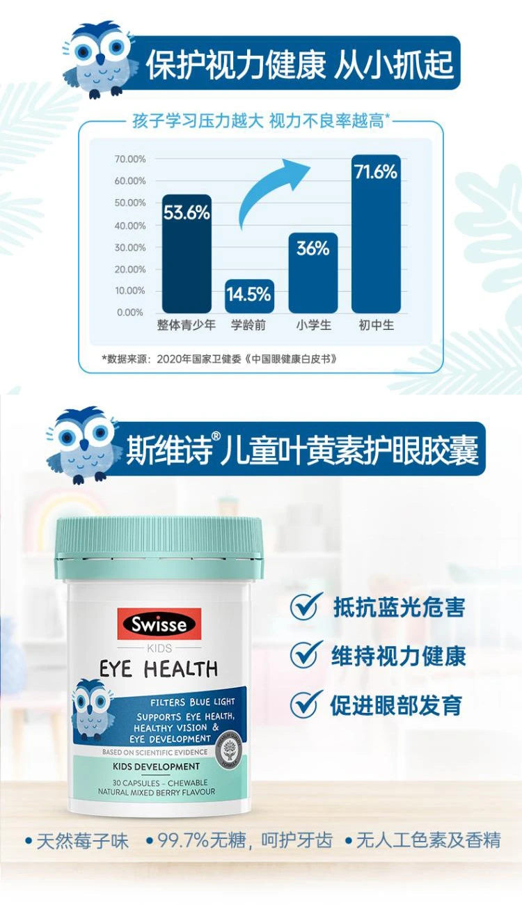 商品[国内直发] Swisse|Swisse儿童眼部健康片30颗（澳）,价格¥109,第6张图片详细描述