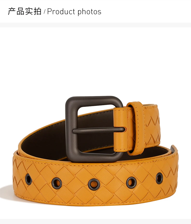 商品Bottega Veneta|BOTTEGA VENETA 男士橘黄色牛皮腰带 274472-V001O-7609,价格¥2067,第5张图片详细描述