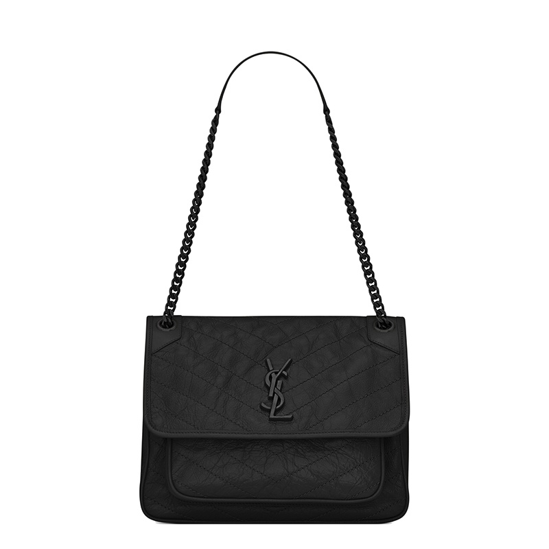 商品Yves Saint Laurent|SAINT LAURENT PARIS/圣罗兰 YSL 经典NIKI系列 女士中号黑色复古小牛皮黑扣斜挎单肩链条包,价格¥20372,第2张图片详细描述