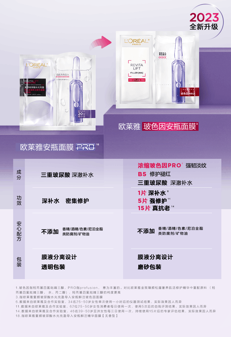 商品L'Oreal Paris|欧莱雅 复颜玻尿酸水光充盈导入安瓶精华面膜 5/10片 补水保湿淡纹抗皱舒缓修护紧致,价格¥168,第19张图片详细描述