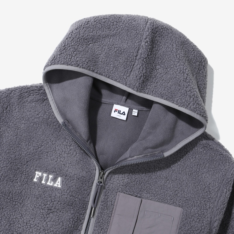 商品Fila|【享贝家】（国内现货）FILA斐乐 新款加厚加绒保暖连帽夹克外套 男女同款 黑色\灰色\奶白色 FS2PLD4102X   G-QD,价格¥337,第15张图片详细描述