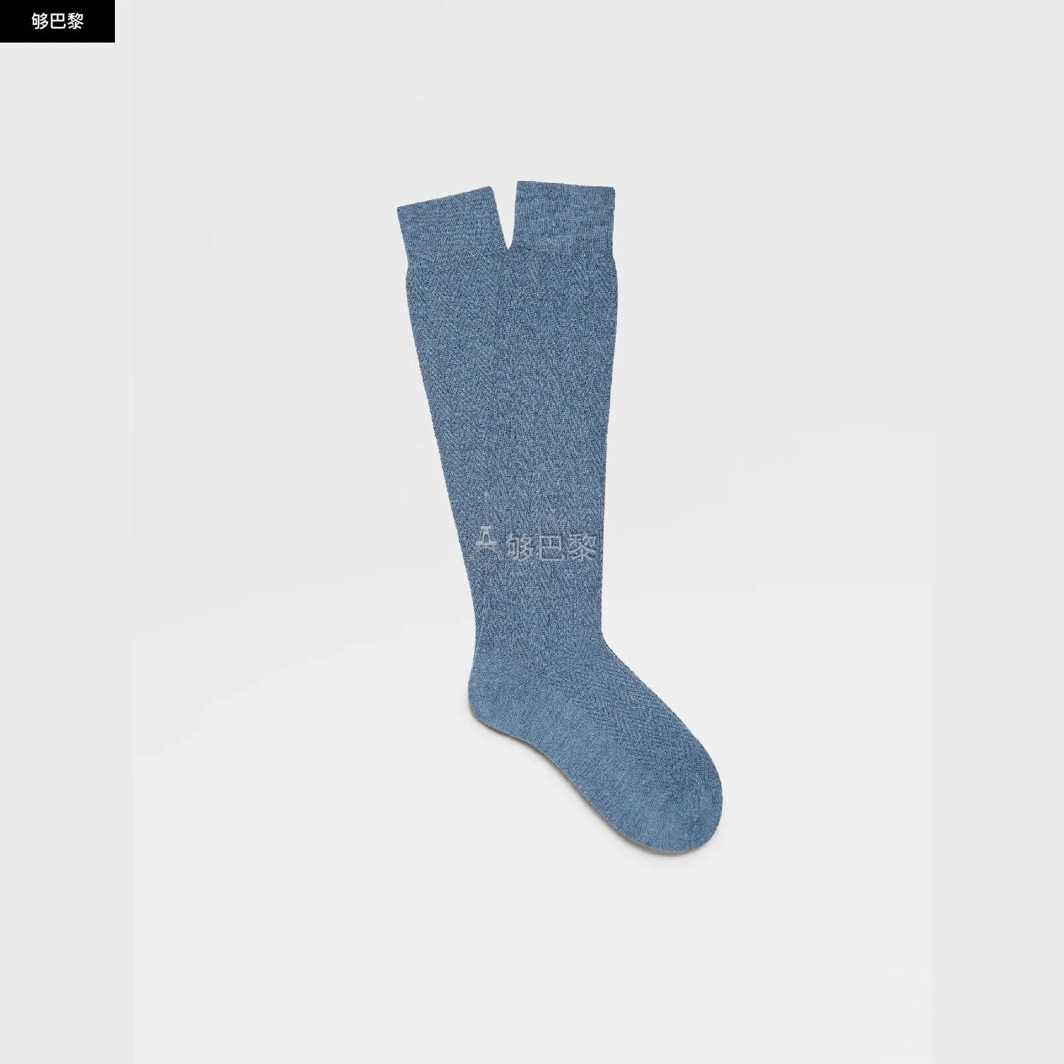 商品Zegna|包邮包税【预售7天发货】 ZEGNA杰尼亚 23秋冬 男士 袜子 HYDRA BLUE CHEVRON MID CALF SOCKS N5V40-536-433,价格¥557,第4张图片详细描述