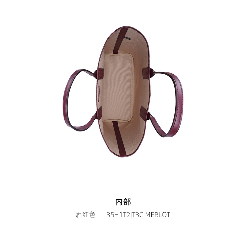 商品Michael Kors|Michael Kors 奥莱款女士皮质单肩手提包35H1T2JT3C-MERLOT,价格¥810,第5张图片详细描述