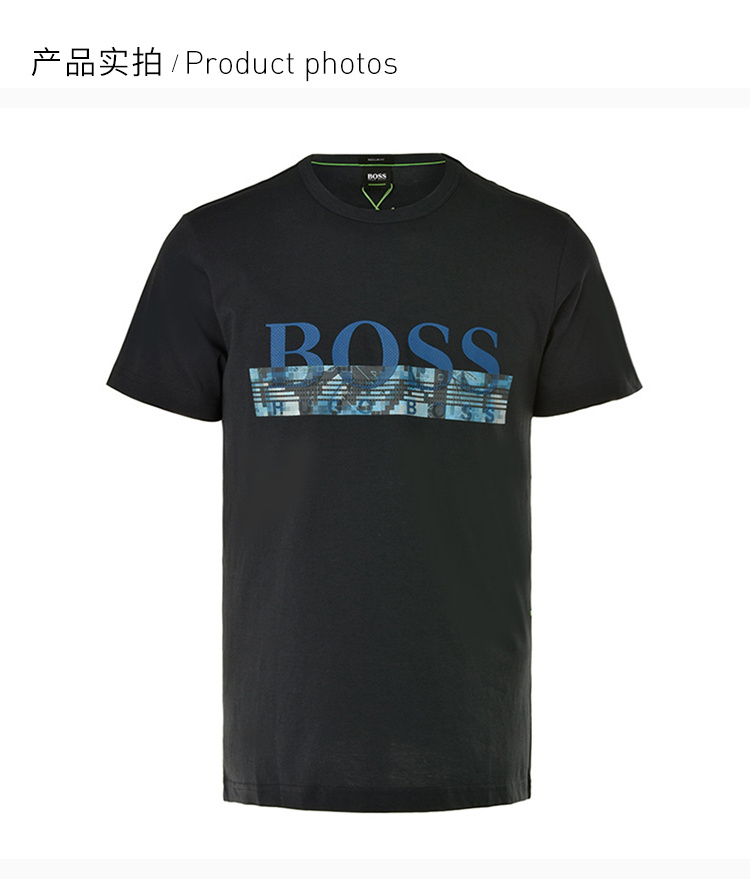 商品[国内直发] Hugo Boss|Hugo Boss 雨果博斯 男士深蓝色蓝字棉质短袖T恤 TEE6-50383413-410,价格¥594,第22张图片详细描述