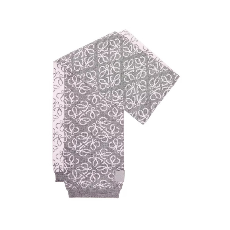 商品Loewe|LOEWE/罗意威 23年早春新款 女士灰色/粉色纯羊毛老花图案围巾,价格¥2405,第3张图片详细描述