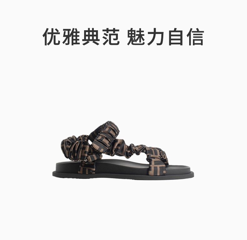 商品Fendi|FENDI 女士多色手感缎面平底凉鞋 8X8291AE7S-F0R7V,价格¥4729,第3张图片详细描述