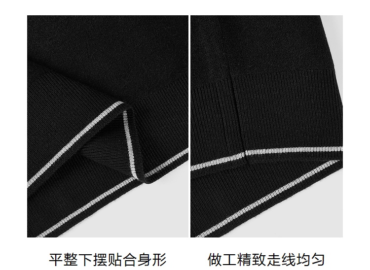 商品[国内直发] HLA|海澜之家休闲宽松长袖针织衫2021秋季新品撞色柔软黑色毛衣男,价格¥172,第12张图片详细描述