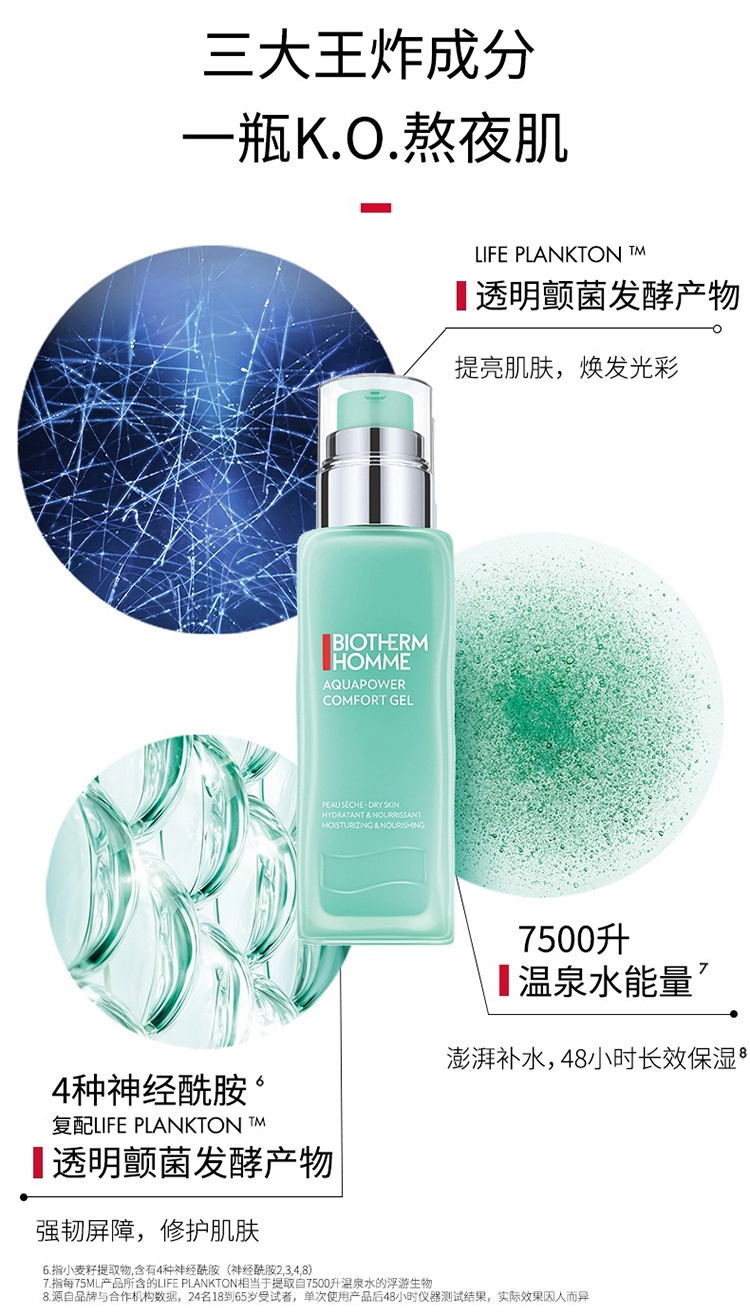 商品Biotherm|碧欧泉男士水动力保湿乳75ml 滋润型,价格¥295,第4张图片详细描述