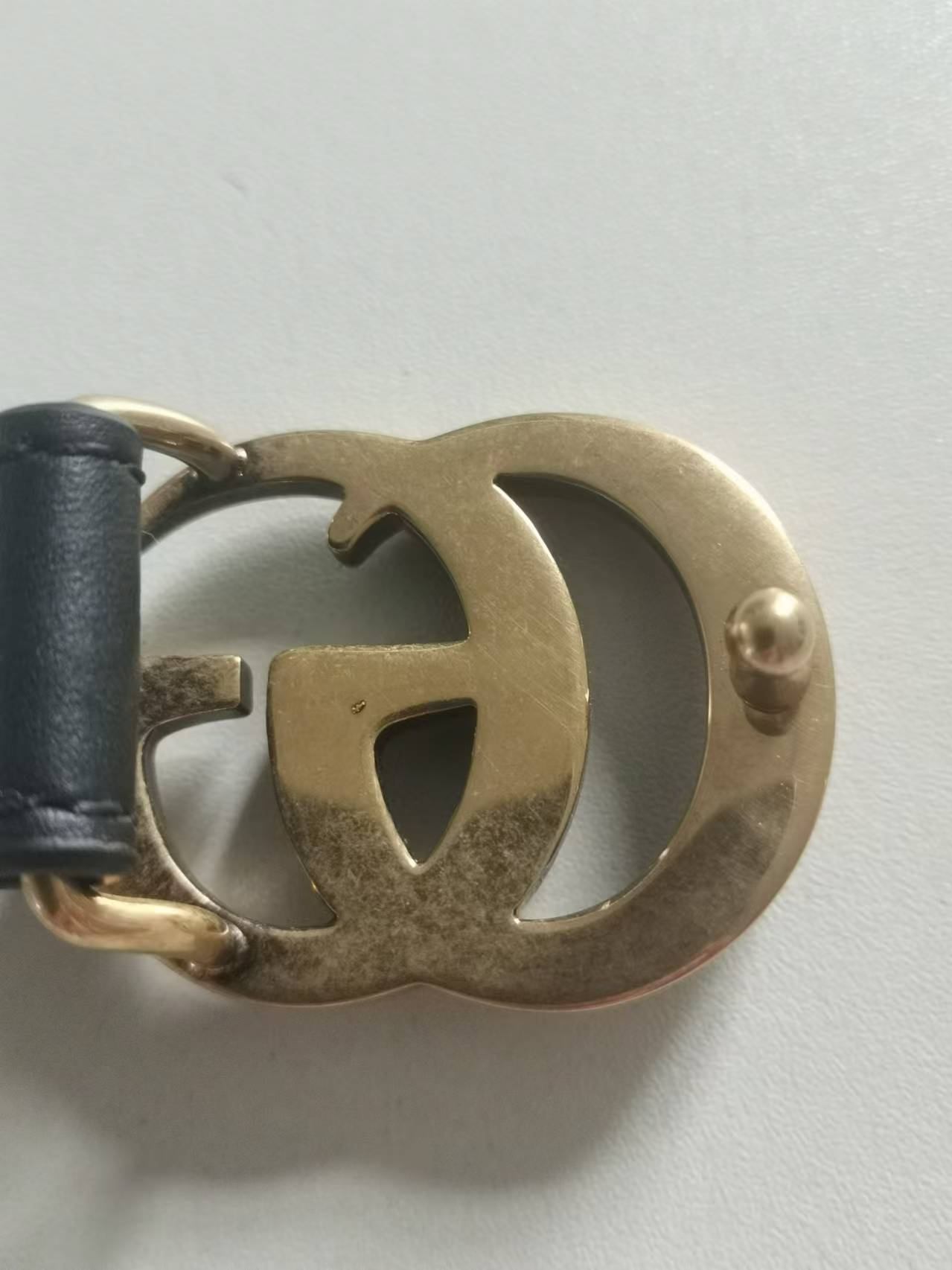 商品[国内直发] Gucci|GUCCI古驰双G金色平滑扣腰带男款4cm微瑕,价格¥2527,第2张图片详细描述