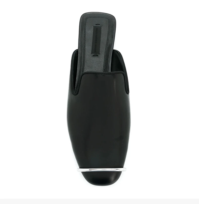 商品Alexander Wang|ALEXANDER WANG 黑色女士包脚平底拖鞋 3099F0080L-001,价格¥4597,第7张图片详细描述