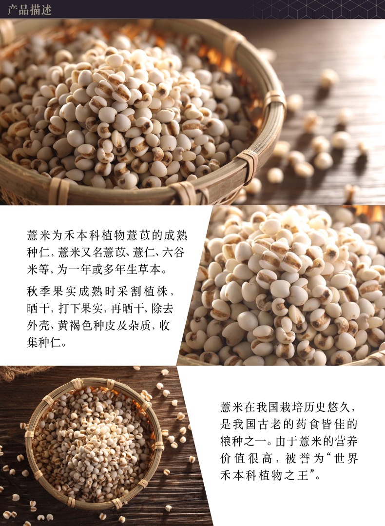 商品Loushang|中国香港楼上 原色薏米 薏仁五谷杂粮糯薏米薏仁米 605g,价格¥88,第2张图片详细描述