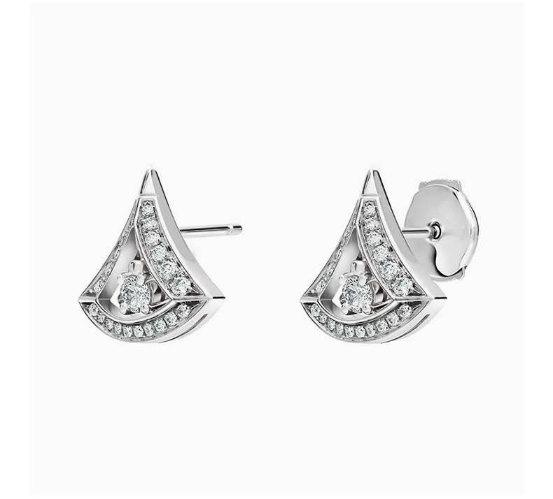 商品[国内直发] BVLGARI|bvlgari 女士白金小扇子耳钉 354194 ,价格¥23683,第4张图片详细描述