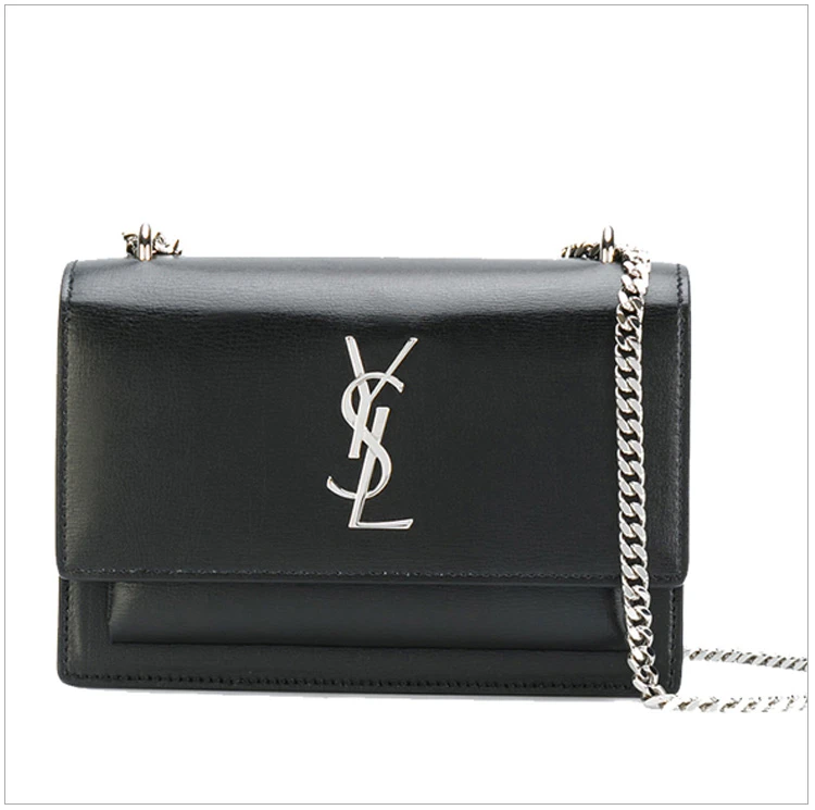 商品[国内直发] Yves Saint Laurent|YSL 圣罗兰 女士SUNSET系列黑色牛皮银色logo褡裢单间包 452157-D422N-1000,价格¥11813,第4张图片详细描述