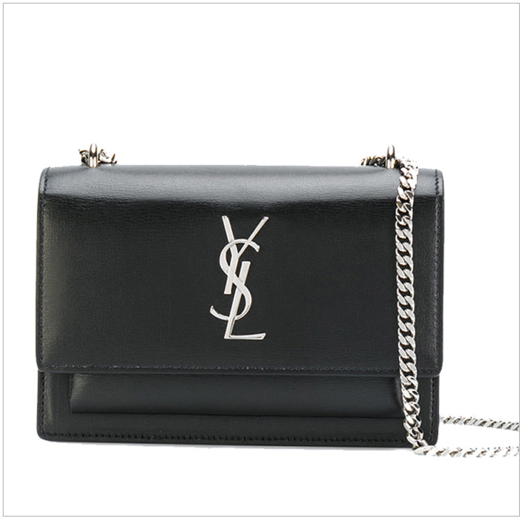 商品[国内直发] Yves Saint Laurent|YSL 圣罗兰 女士SUNSET系列黑色牛皮银色logo褡裢单间包 452157-D422N-1000,价格¥12276,第4张图片详细描述