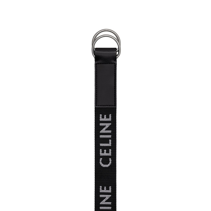 商品Celine|CELINE/赛琳 经典款 男士黑色中号提花织物和牛皮革双环腰带30毫米 ,价格¥2213,第3张图片详细描述