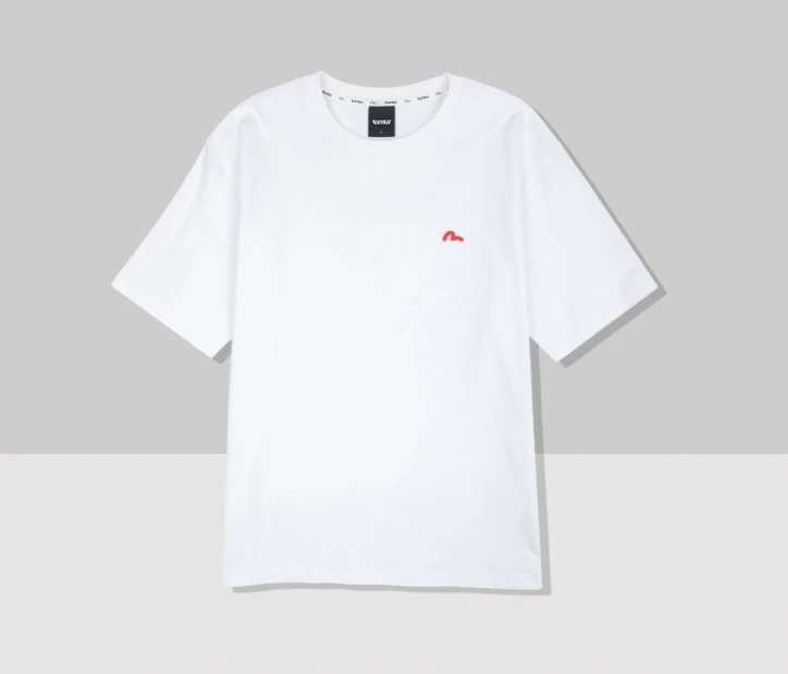 商品Evisu|【享贝家】（国内现货-QD）Evisu 福神 纯色小标圆领休闲宽松短袖T恤 男女同款 白色 EU5UTS925WH,价格¥110,第1张图片详细描述