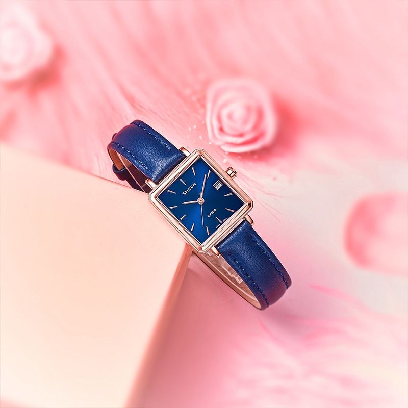商品[国内直发] Casio|卡西欧高端女性系列蓝玫瑰限定色复古小方表蓝宝石,价格¥709,第3张图片详细描述
