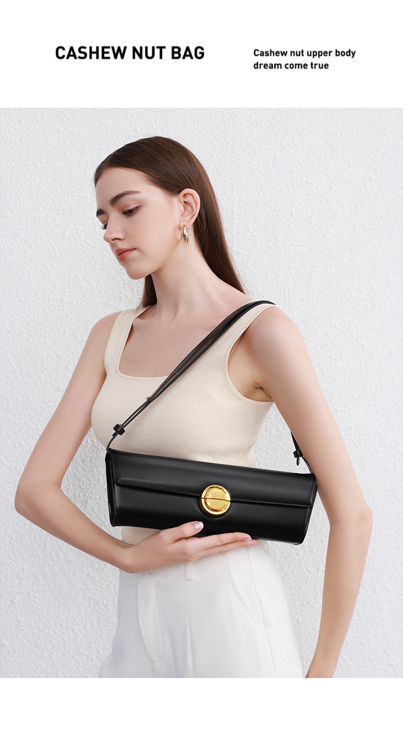商品[国内直发] GLENVINTEN|英国品牌2023法棍包包真皮女包高级感轻奢斜跨单肩腋下包小众简约时尚手包,价格¥496,第12张图片详细描述