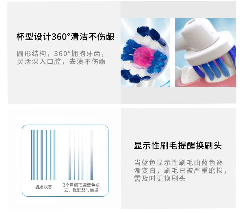 商品[国内直发] Oral-B|ORAL-B/欧乐B 3D美白型替换刷头 EB18P-3 适用2D 3D系列牙刷,价格¥159,第5张图片详细描述