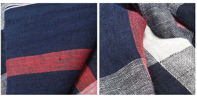商品[国内直发] Burberry|Burberry 博柏利 男士红蓝白色格纹时尚围巾 3917036,价格¥1743,第3张图片详细描述