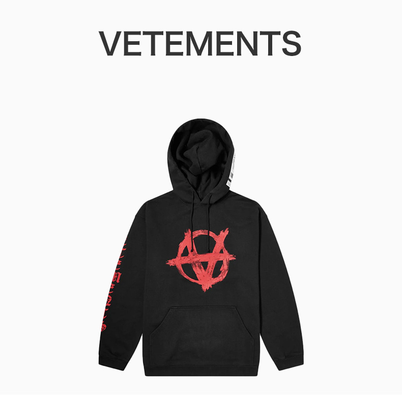 商品Vetements|VETEMENTS 男士黑色印花棉质连帽卫衣 SS20TR312-BLACK,价格¥2634,第3张图片详细描述