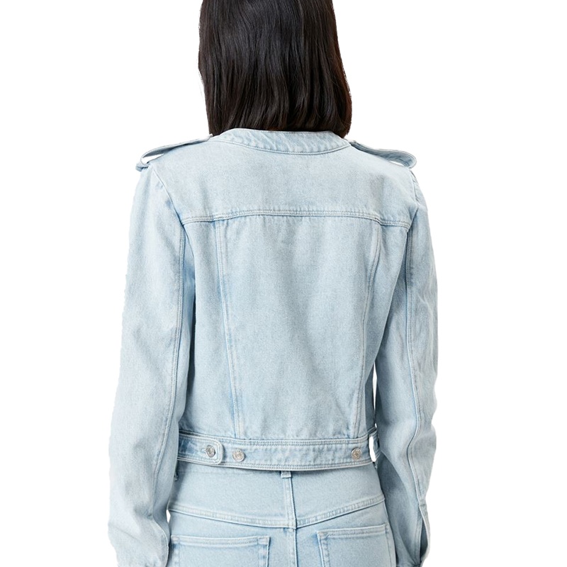 商品Isabel Marant|ISABEL MARANT 女士淡蓝色纯棉长袖牛仔圆领夹克,价格¥5119,第2张图片详细描述