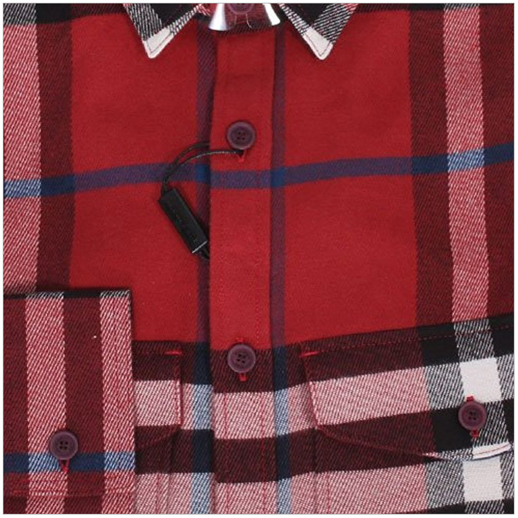 商品[国内直发] Burberry|Burberry 博柏利 男士格纹全棉长袖衬衫红色 3942164,价格¥2334,第6张图片详细描述