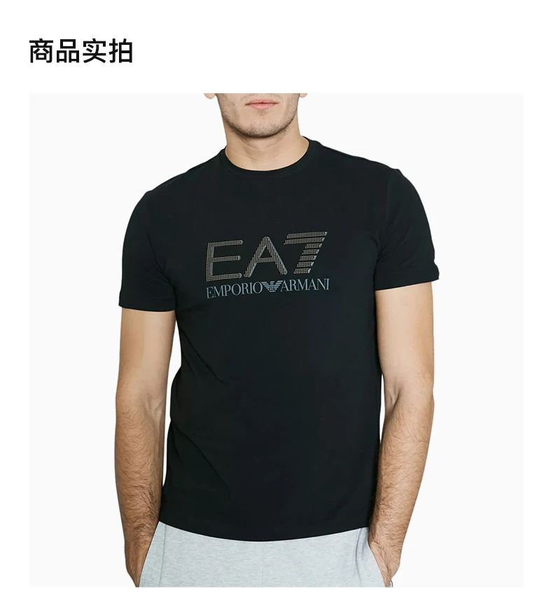 商品[国内直发] Emporio Armani|EMPORIO ARMANI 安普里奥·阿玛尼 SS22 字母logo印花白色圆领棉质短袖男士T恤 3YPTF7-PJ18Z-1200,价格¥468,第4张图片详细描述