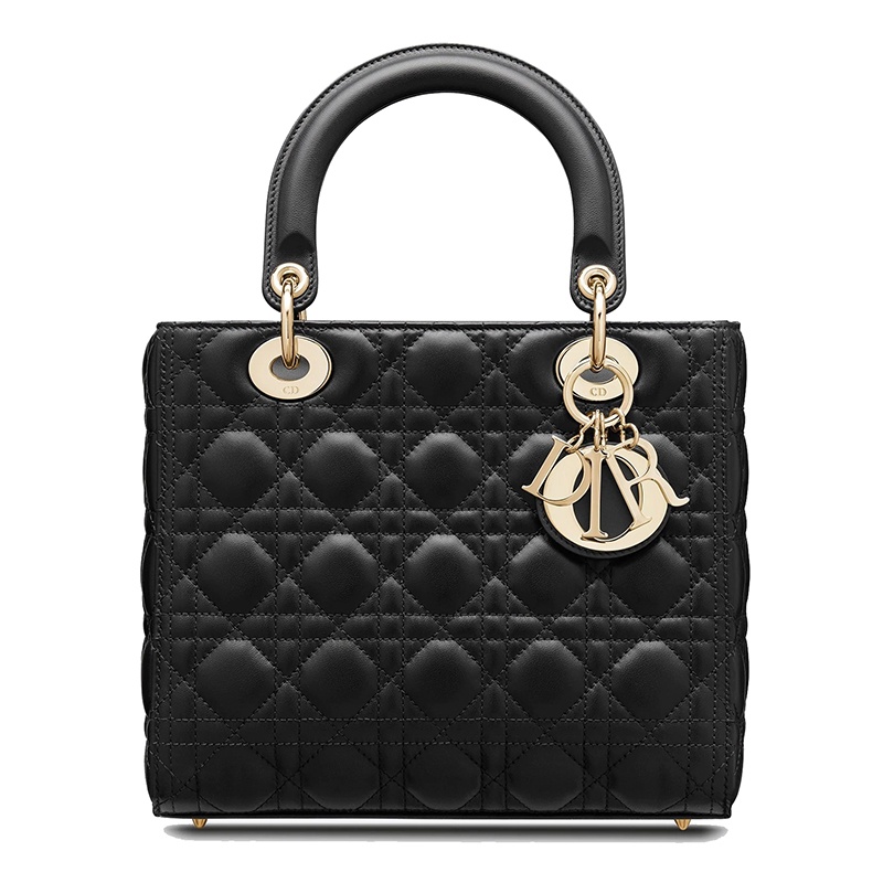 商品Dior|DIOR/迪奥 20女士 LADY DIOR黑色小羊皮中号手提包 ,价格¥45895,第2张图片详细描述