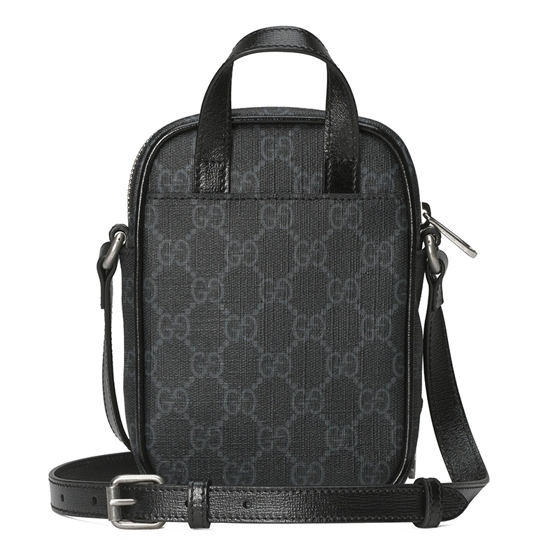 商品Gucci|GUCCI/古驰 男士迷你黑色老花帆布皮革细节单肩斜挎包‎,价格¥3674,第5张图片详细描述