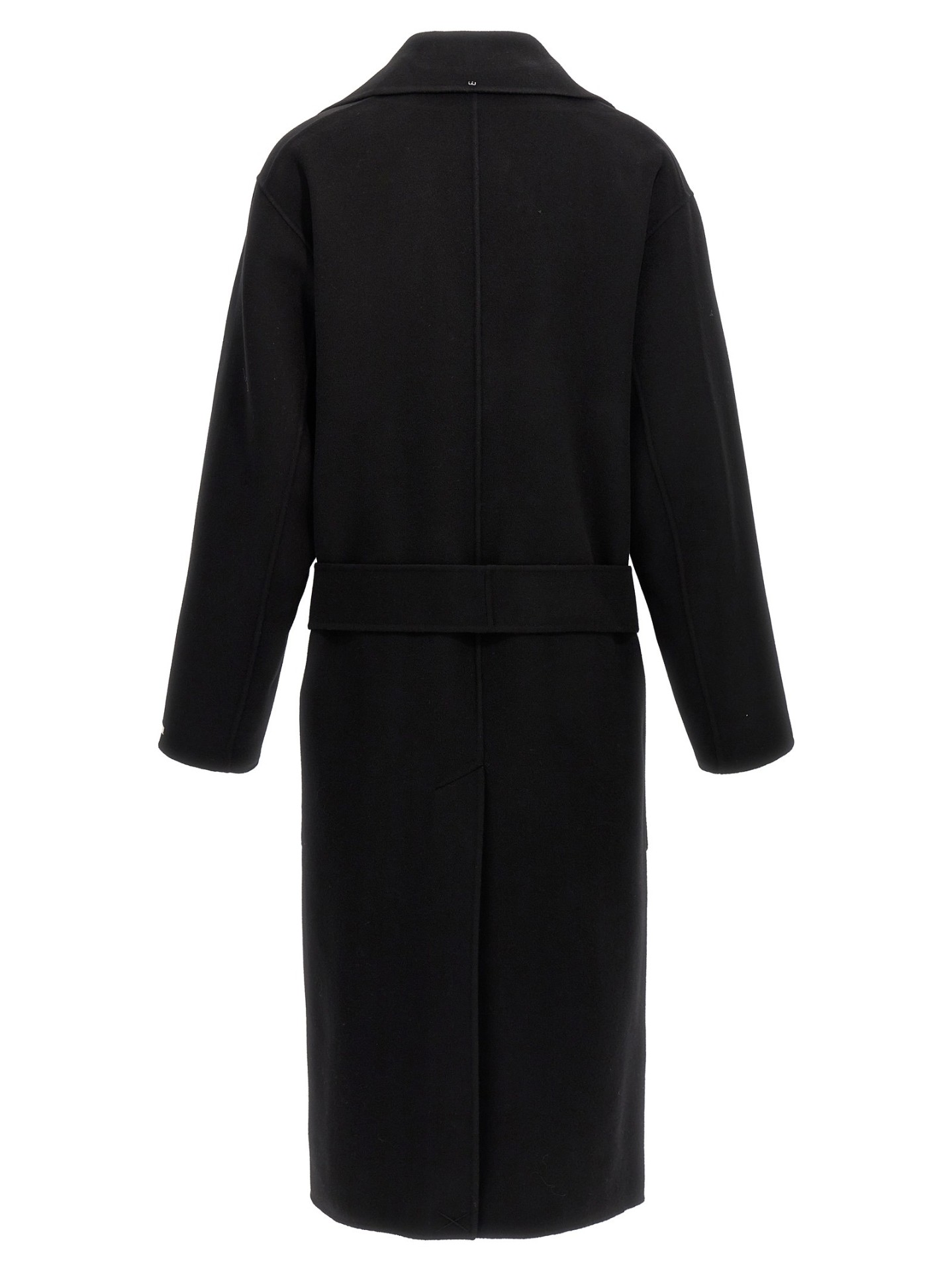 商品Max Mara|MAX MARA/麦丝玛拉 Sportmax系列 女士黑色羊毛腰部腰带后开衩翻领大衣VELENO013A,价格¥3279,第2张图片详细描述