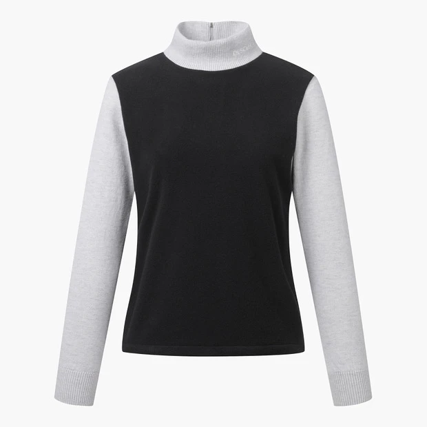 商品【预售商品15天发货】 DESCENTE|GOLF女性毛绒混合高领针织衫时尚优雅 DO42WFKPN3-BLKG,价格¥1222,第7张图片详细描述