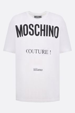 商品[国内直发] Moschino|MOSCHINO 女士白色棉质黑色字母LOGO印花圆领短袖T恤 A0717-0541-1001,价格¥682,第1张图片详细描述
