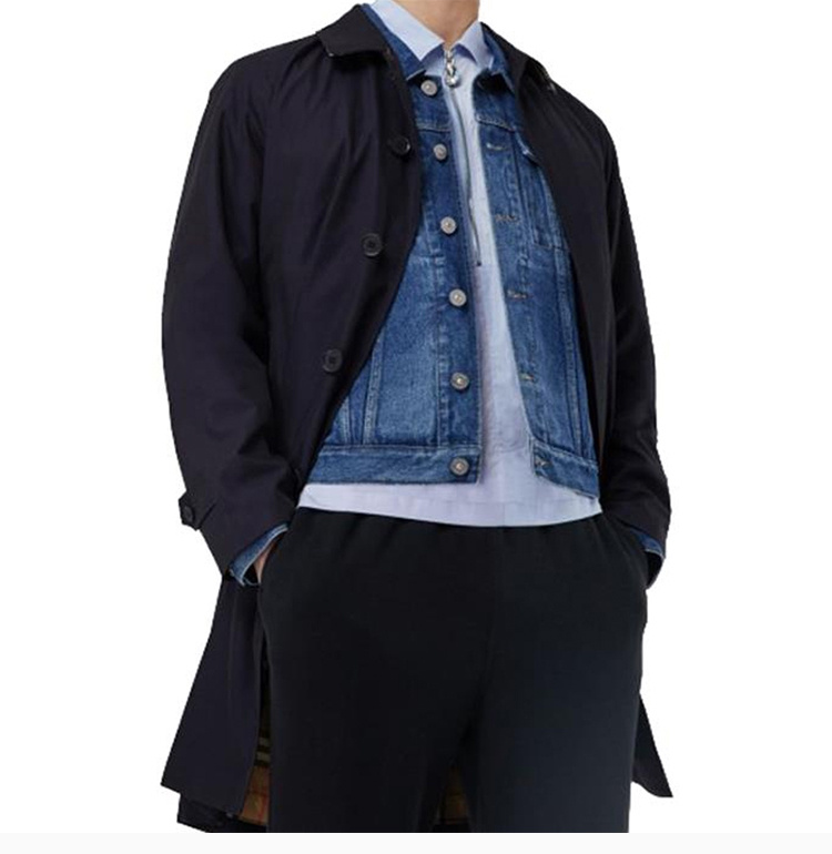商品[国内直发] Burberry|BURBERRY 男士蓝色棉质大衣 8018812,价格¥8766,第5张图片详细描述