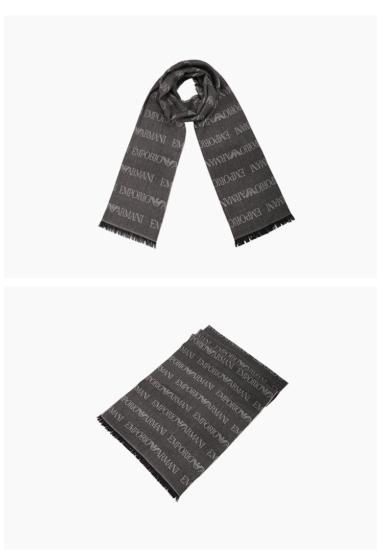 商品Emporio Armani|Emporio Armani 经典字母LOGO 男士围巾棕色 625053 CC786 00152,价格¥585,第4张图片详细描述