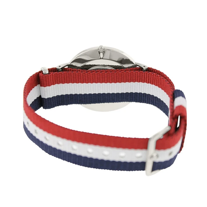 商品[国内直发] Daniel Wellington|Daniel Wellington 丹尼尔惠灵顿 蓝白红拼色表带不锈钢表盘男士手表 0203DW,价格¥431,第4张图片详细描述