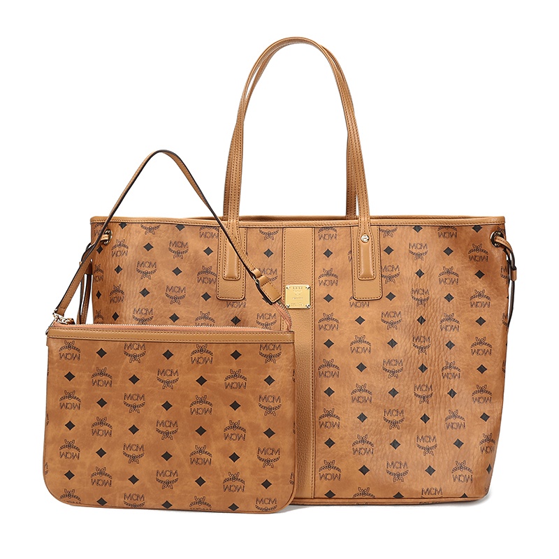 商品[国内直发] MCM|MCM Liz Visetos 老花满印 帆布 子母包托特包Tote包购物袋单肩包手提包 女款 干邑色/黑色,价格¥2950,第3张图片详细描述