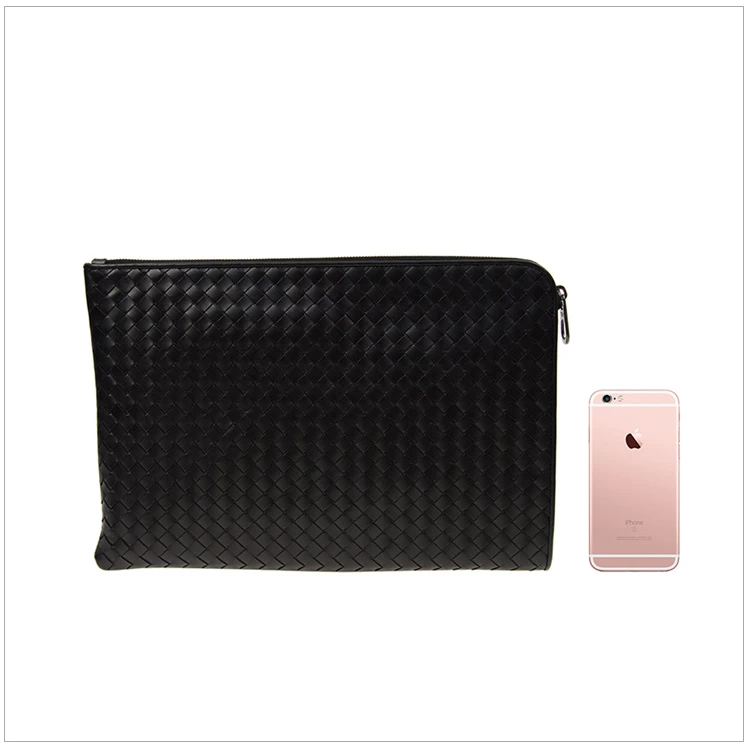 商品[国内直发] Bottega Veneta|Bottega Veneta 葆蝶家 男士黑色羊皮编制手拿包 406021-V4651-1000,价格¥9084,第3张图片详细描述