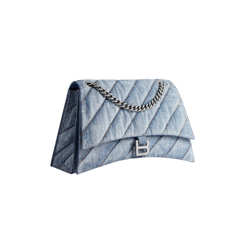 商品Balenciaga|巴黎世家 女士中号蓝色绗缝牛仔布单肩链条包,价格¥18376,第3张图片详细描述