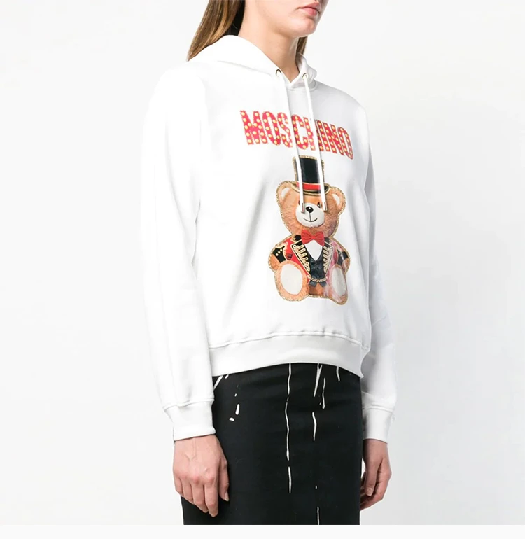 商品Moschino|Moschino 莫斯奇诺 女士白色小熊印花连帽卫衣 EV1704-0527-2001,价格¥2992,第5张图片详细描述